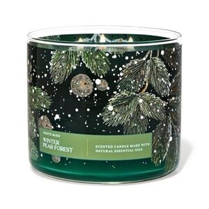 NWT Bath & Body Works 3-Wick Candle Winter Pear Forest White Barn